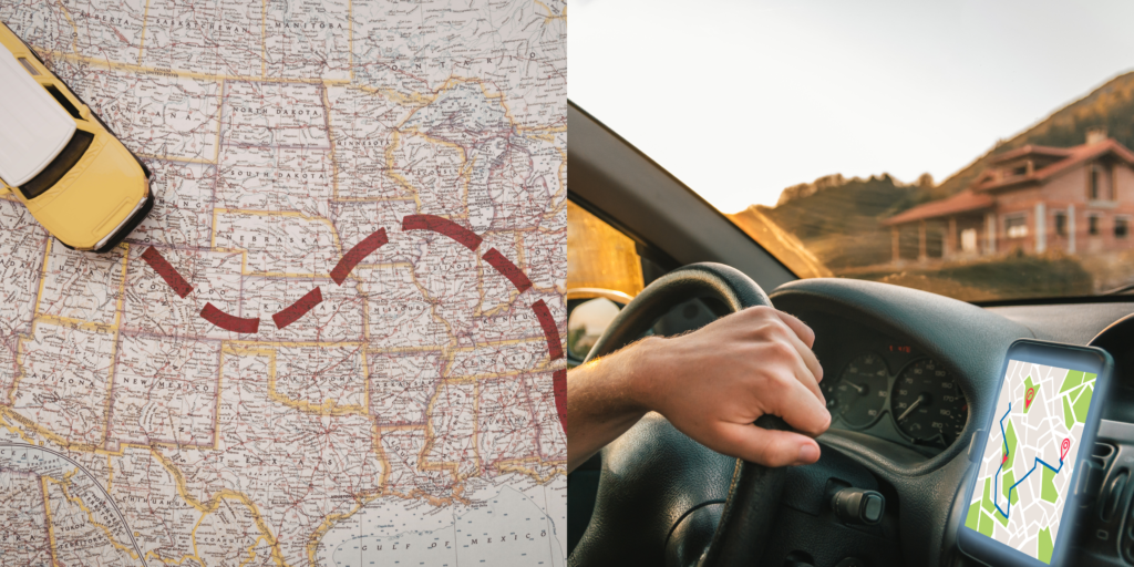 Old paper map next to modern GPS navigation system showing outdated versus updated ways of navigating